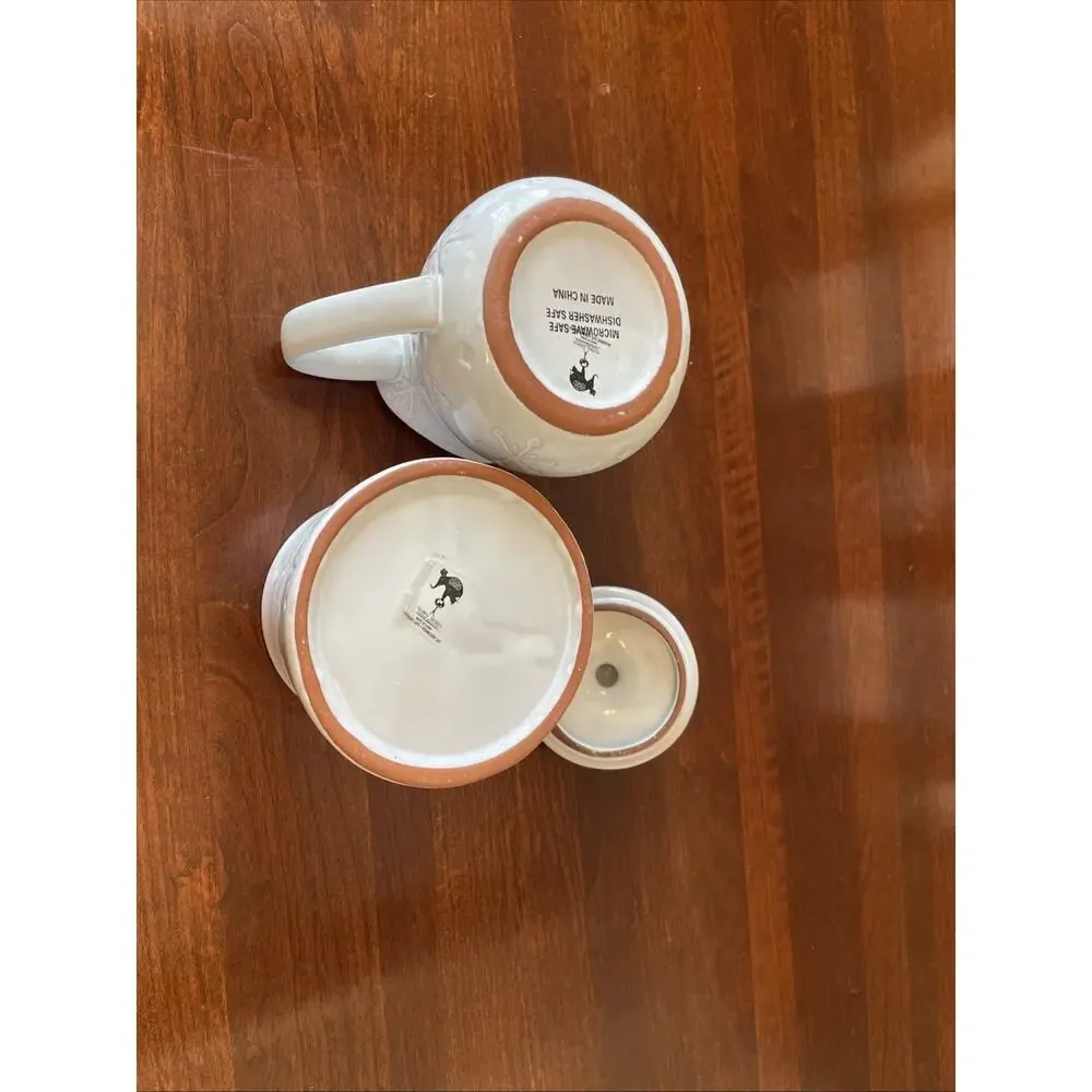 Snowflake Set of 2 Sugar Bowl & Creamer Ceramic Set